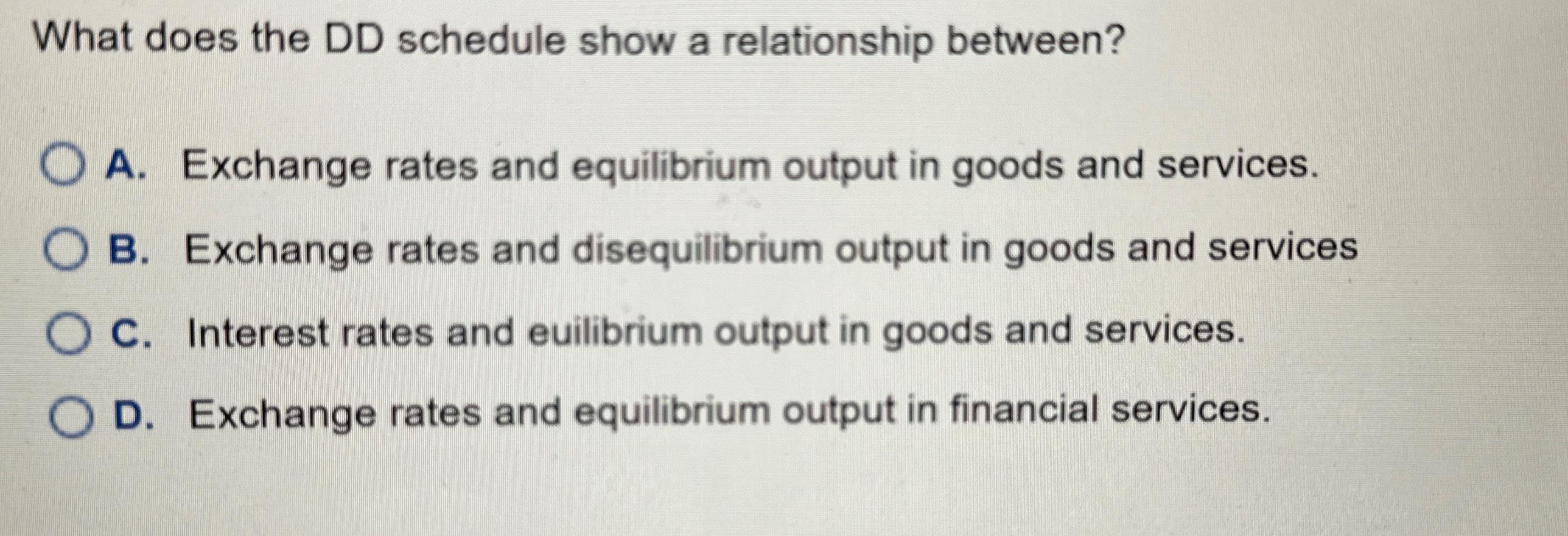 Solved What does the DD schedule show a relationship