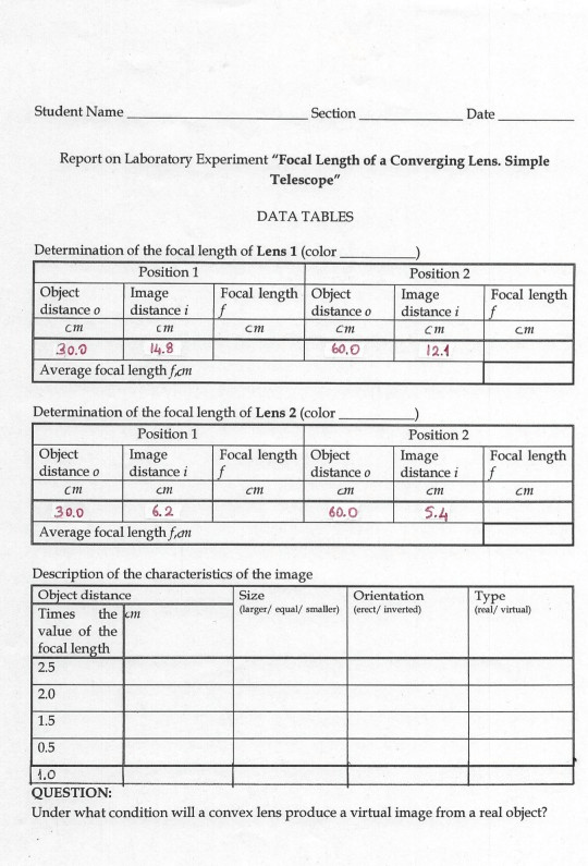 Solved Student Name Section Date Report On Laboratory Exp