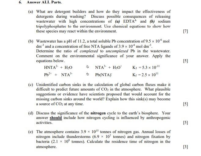 Solved (a) What are detergent builders and how do they
