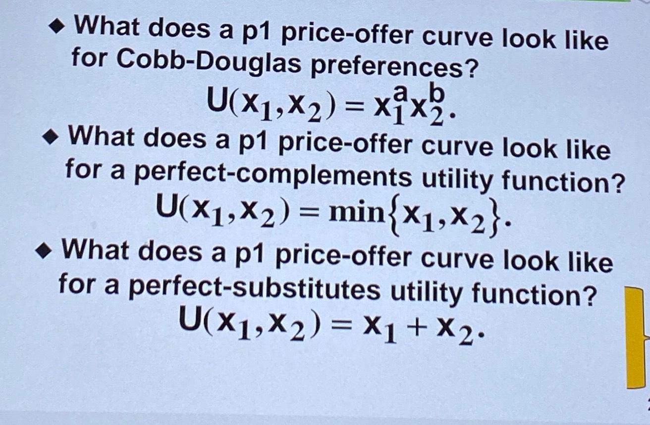 Solved What does a p1 ﻿priceoffer curve look like for