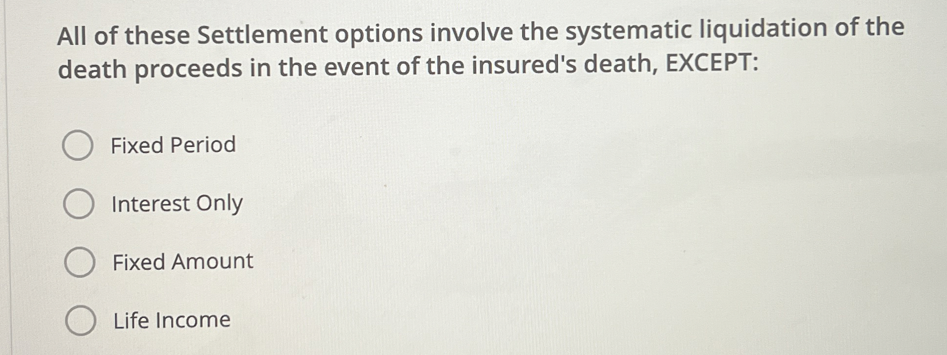 Solved All of these Settlement options involve the