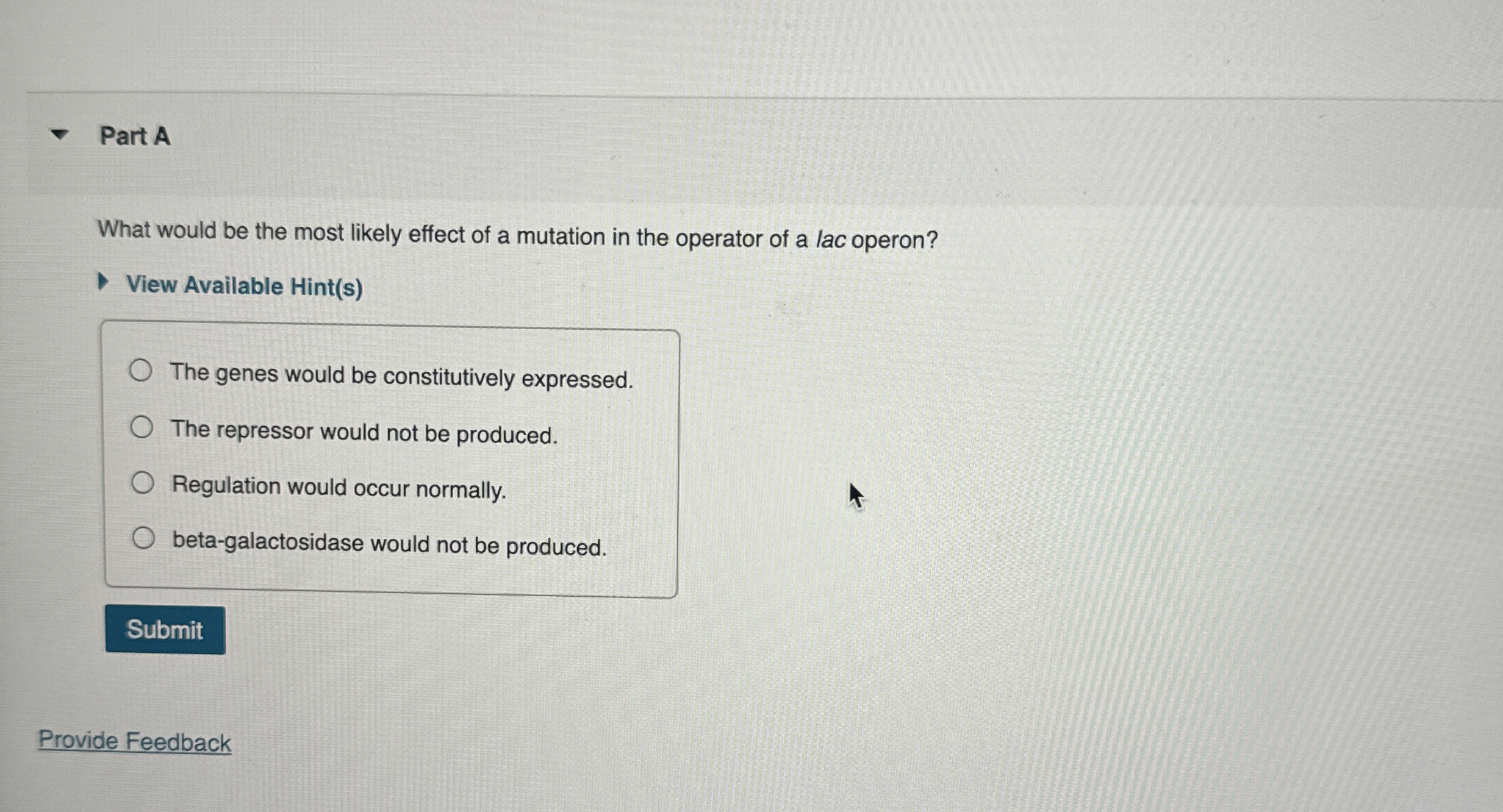 [Solved] Part A What would be the most likely effect of a m