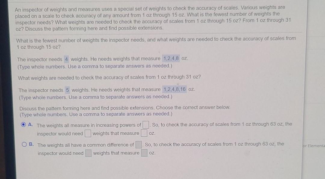Solved An inspector of weights and measures uses a special