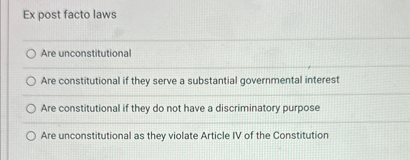 Solved Ex post facto lawsAre unconstitutionalAre