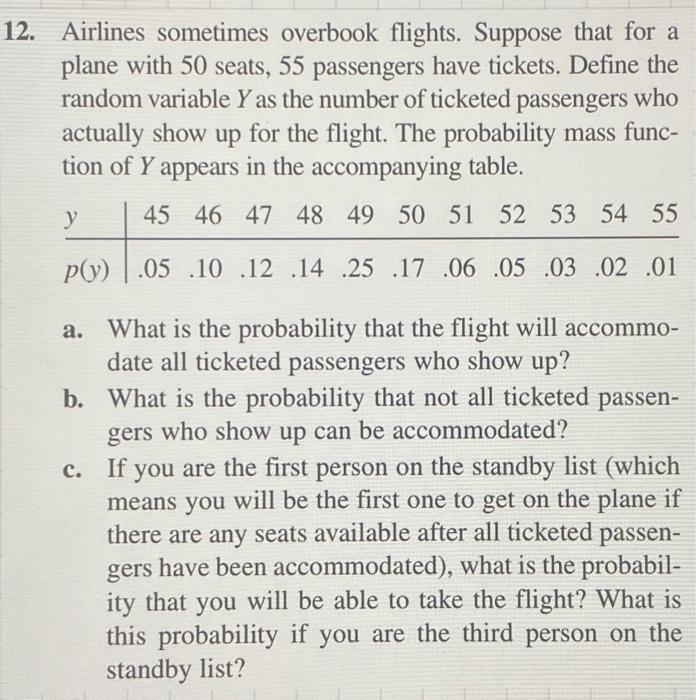 Solved 2. Airlines sometimes overbook flights. Suppose that