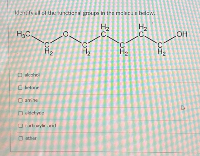 Solved Identify all of the functional groups in the molecule | Chegg.com