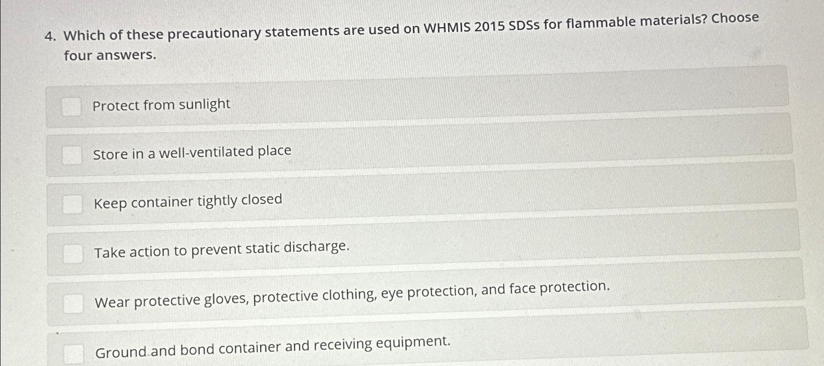 Solved Which of these precautionary statements are used on | Chegg.com