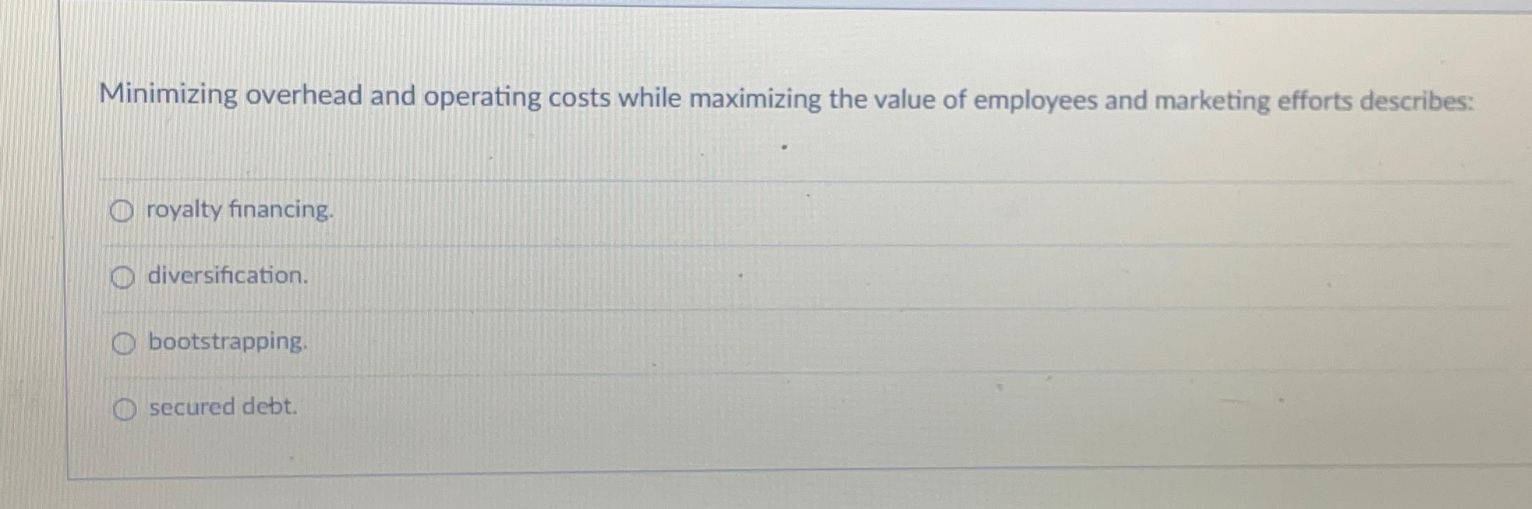 Solved Minimizing overhead and operating costs while