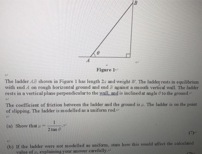 Solved B A Figure 12 The ladder AB shown in Figure 1 has