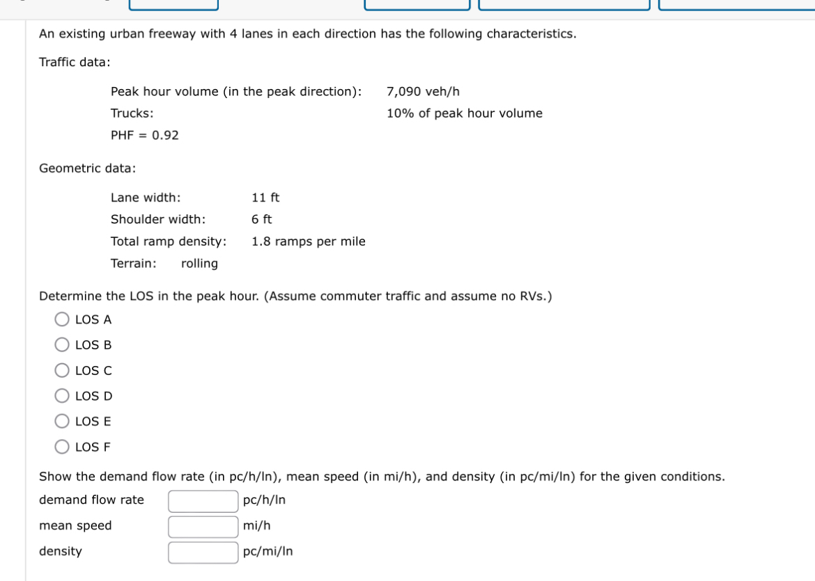 An existing urban freeway with 4 ﻿lanes in each