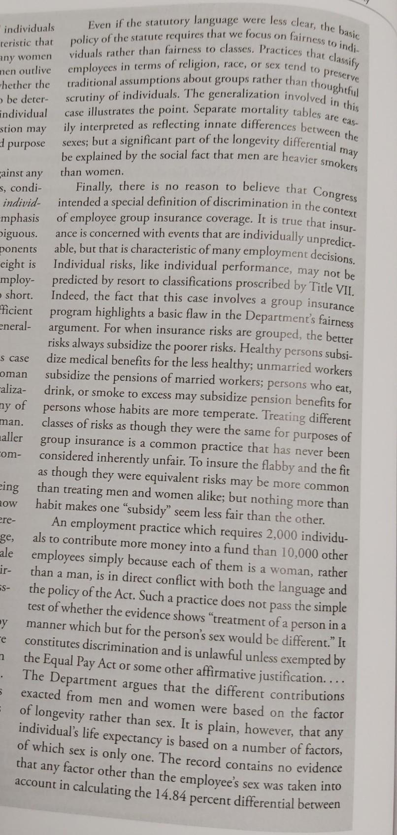 CASE 7.6 CITY OF Los ANGELES V. MANHART 435 U.S. 702