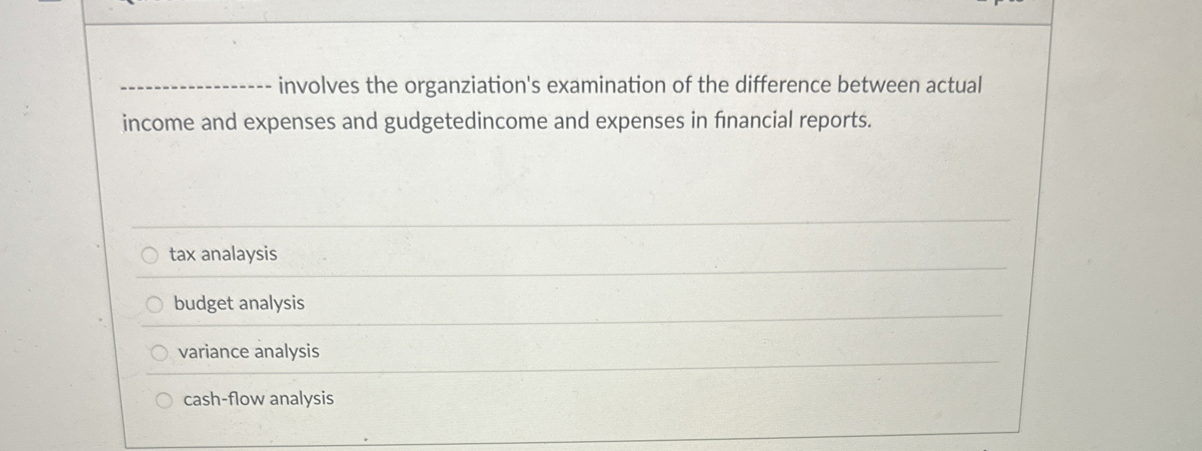 Solved involves the organziation's examination of the