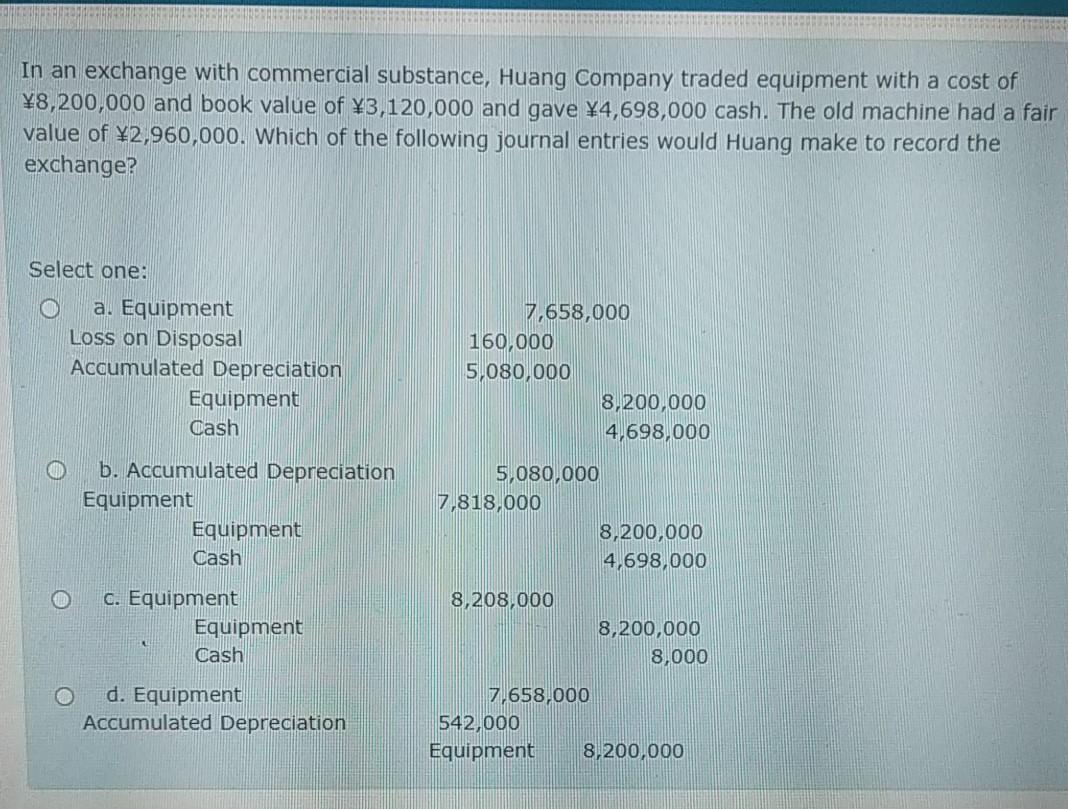 Solved In an exchange with commercial substance, Huang
