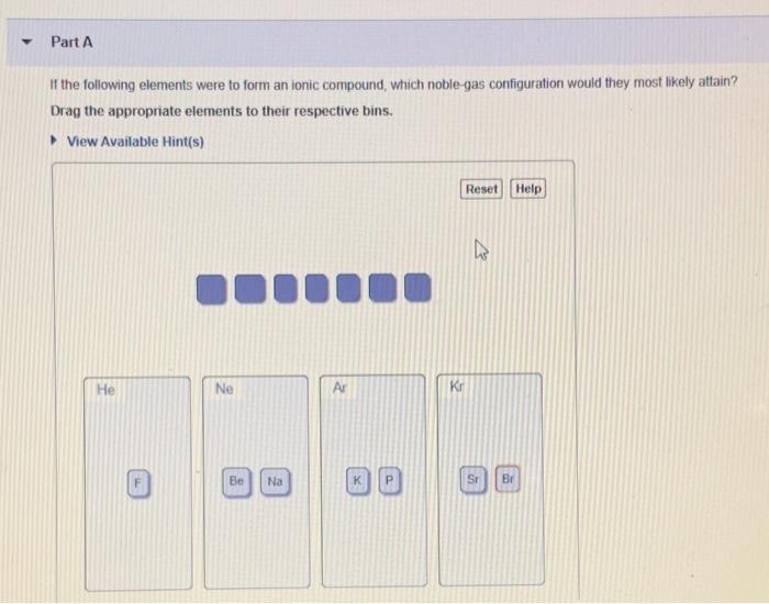Solved Part A If the following elements were to form an