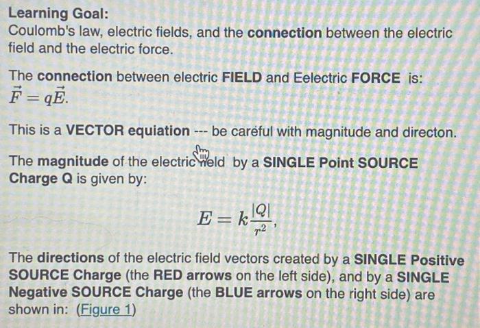 Learning Goal: Coulomb's law, electric fields, and | Chegg.com