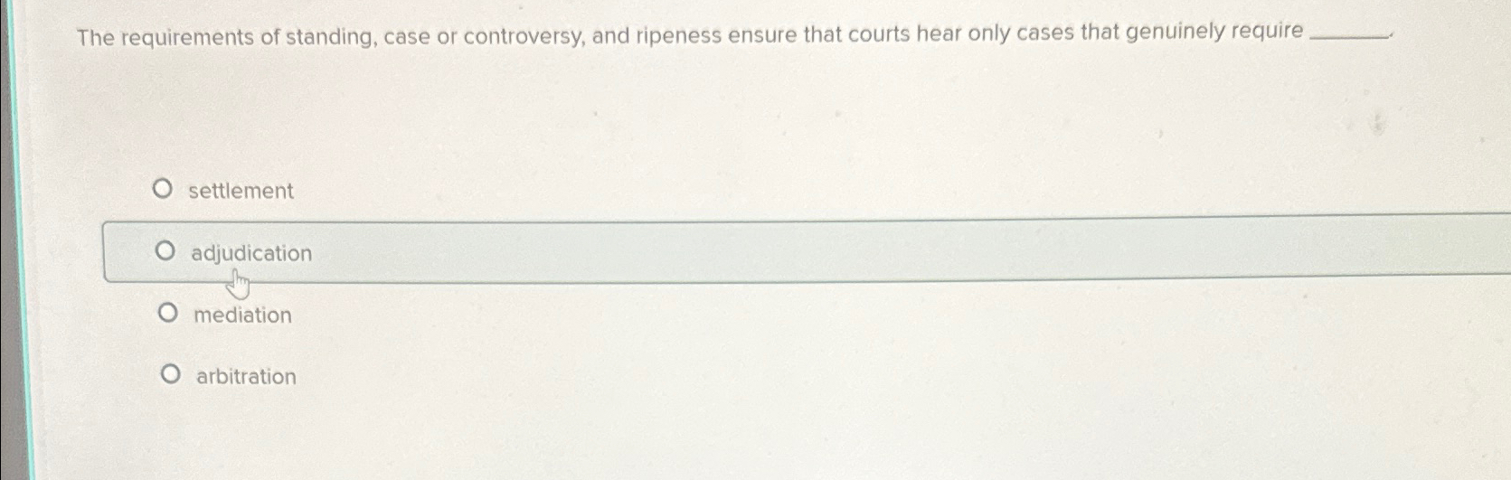 Solved The requirements of standing, case or controversy,