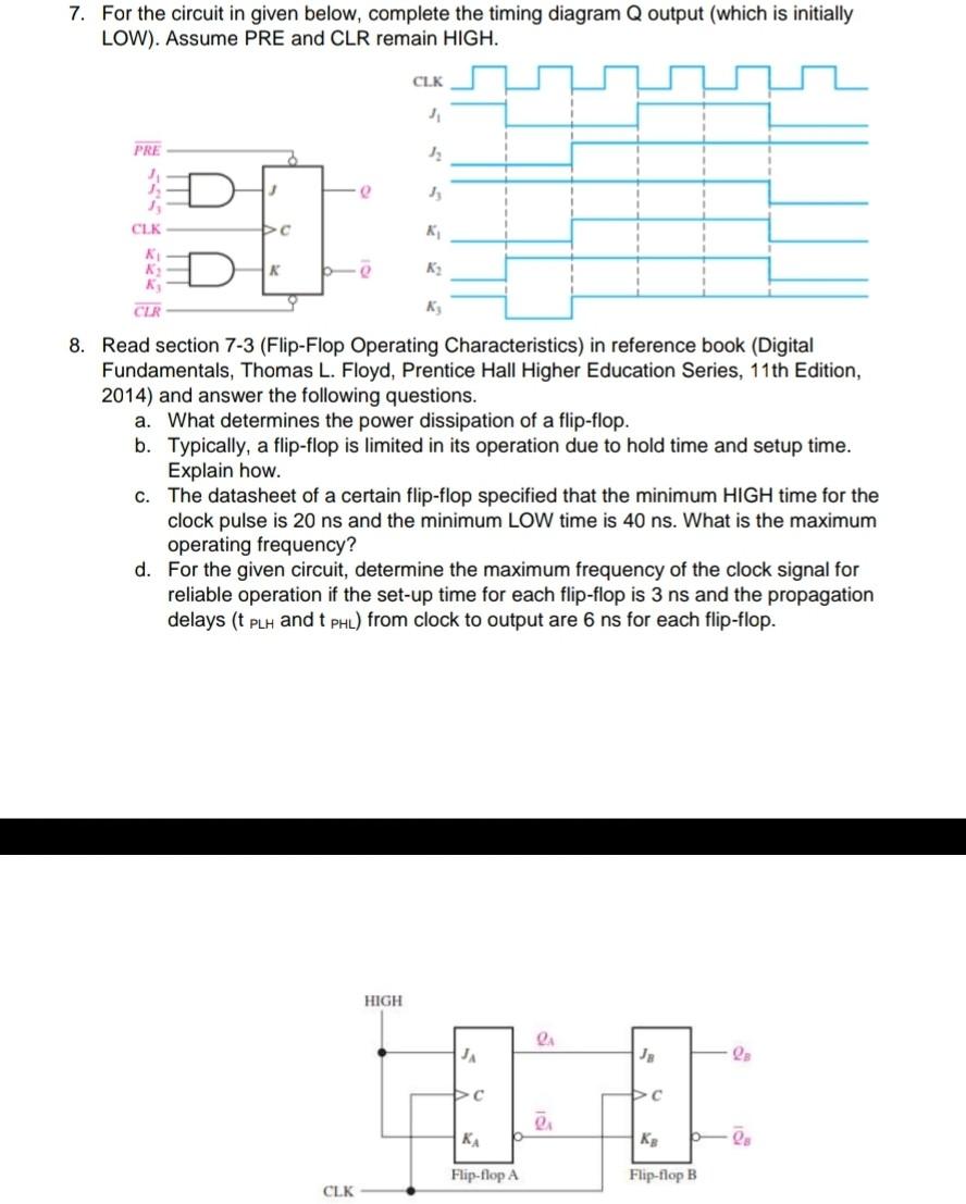 Solved 7. For the circuit in given below, complete the | Chegg.com