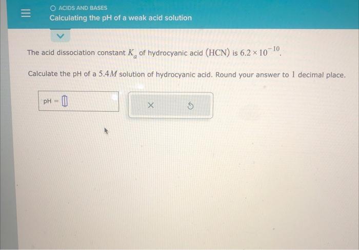 Solved The acid dissociation constant Ka of hydrocyanic acid | Chegg.com