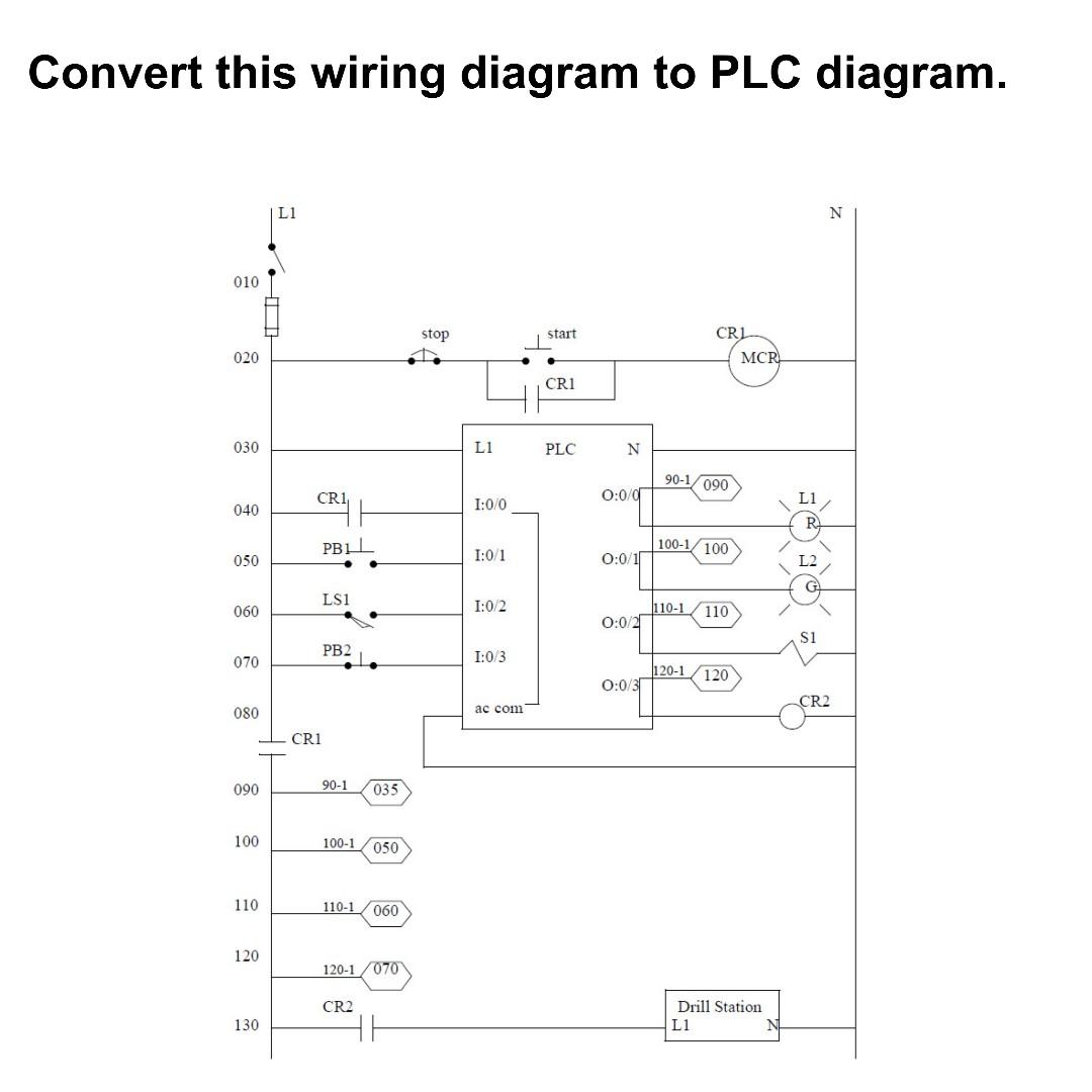 Solved Convert this wiring diagram to PLC diagram. | Chegg.com