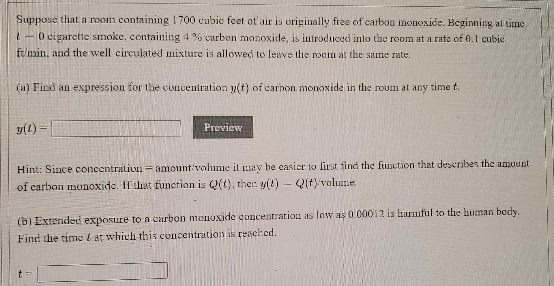 Solved Suppose that a room containing 1700 cubic feet of air