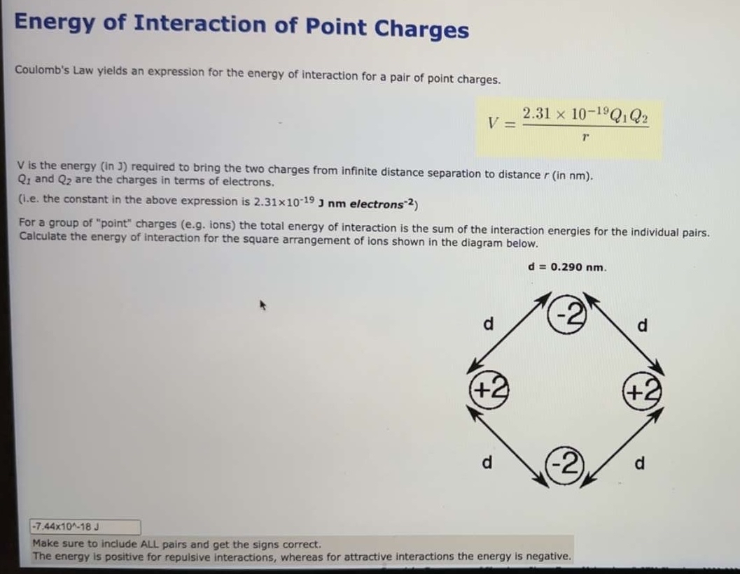 [Solved] Energy of Interaction of Point Charges Coulomb&