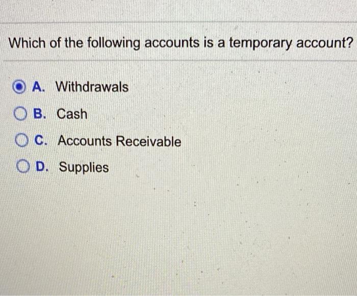 Solved Which of the following accounts is a temporary