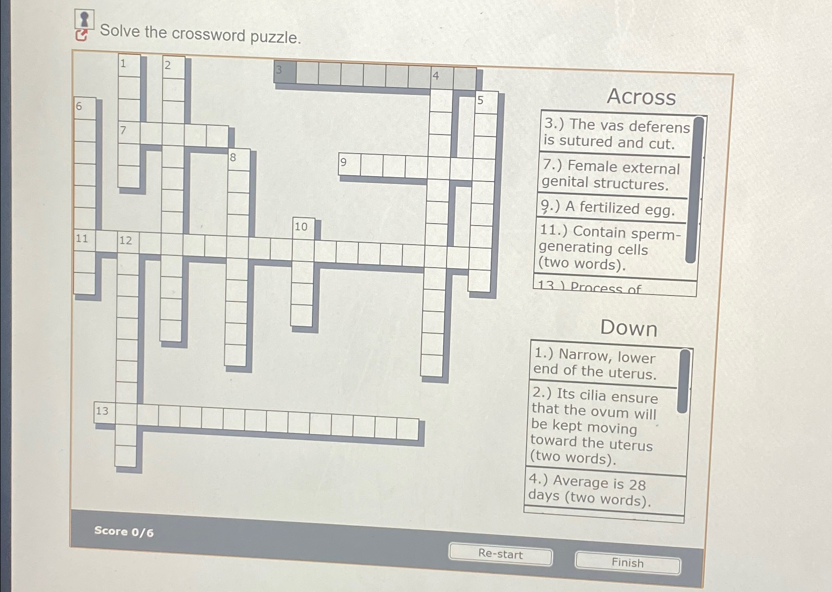 Solved Solve the crossword puzzle.Score 0/6