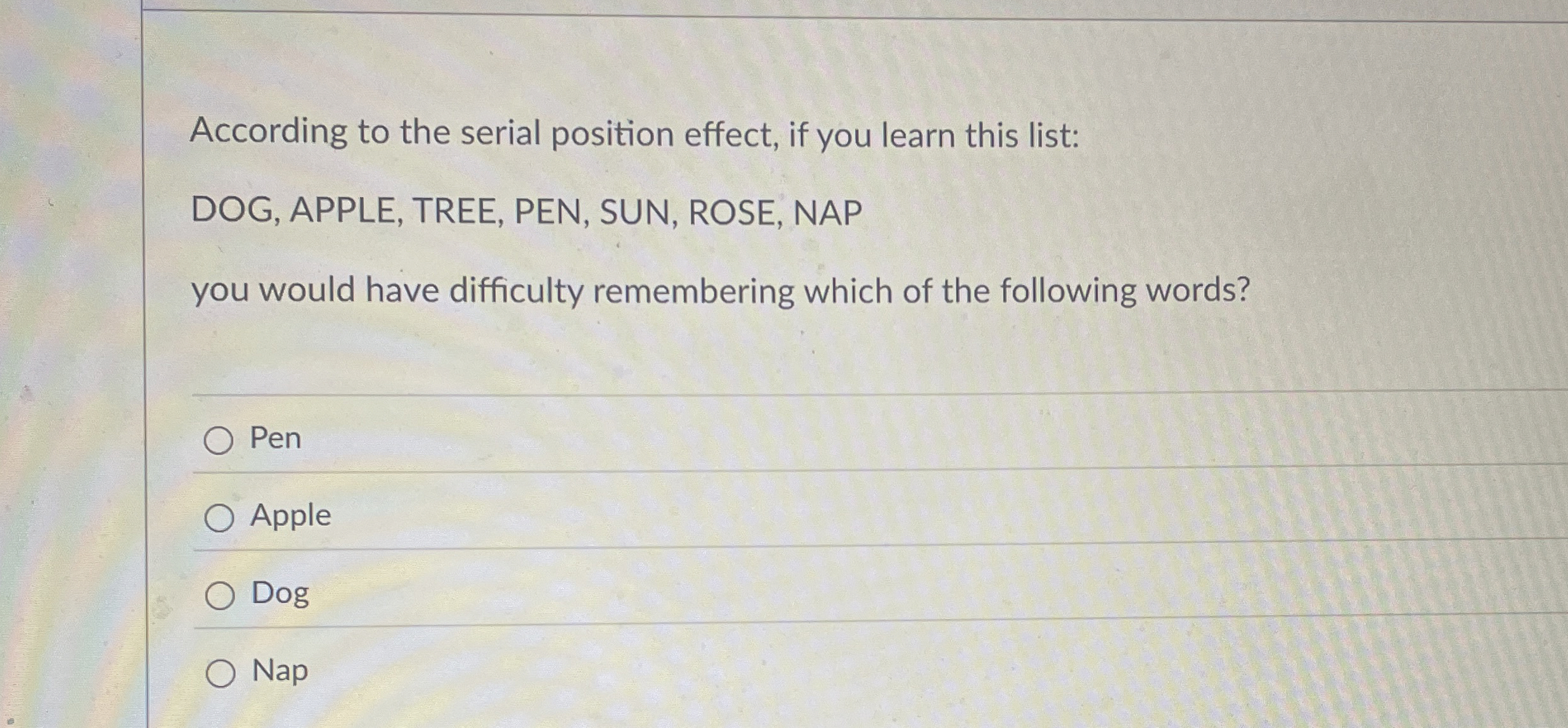 Solved According to the serial position effect, if you learn