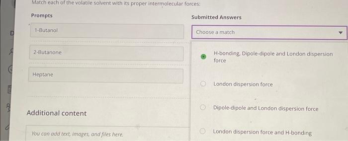 Solved Evaporation and Intermolecular attractions: Match | Chegg.com