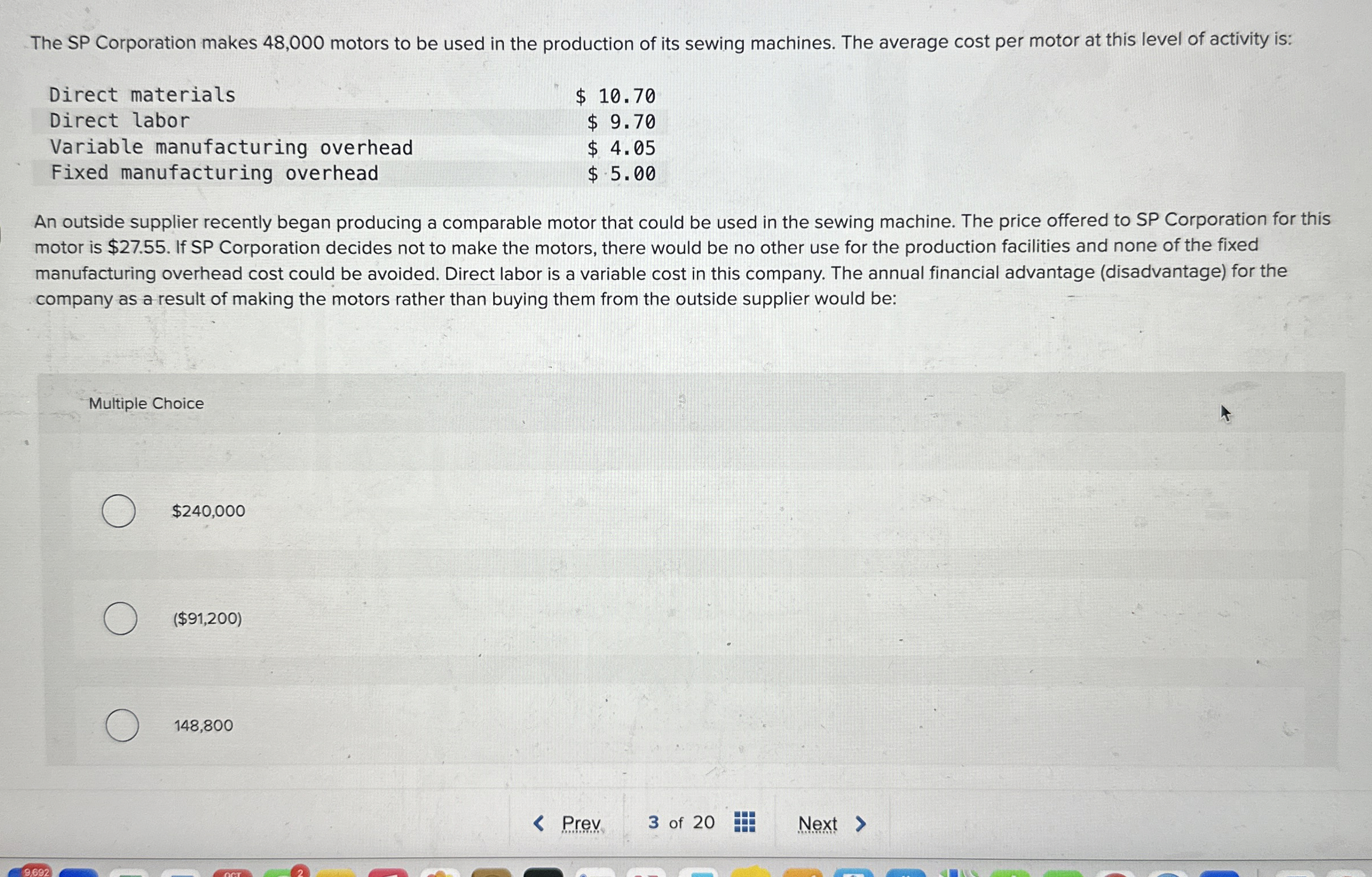 The SP Corporation makes 48,000 ﻿motors to be used in