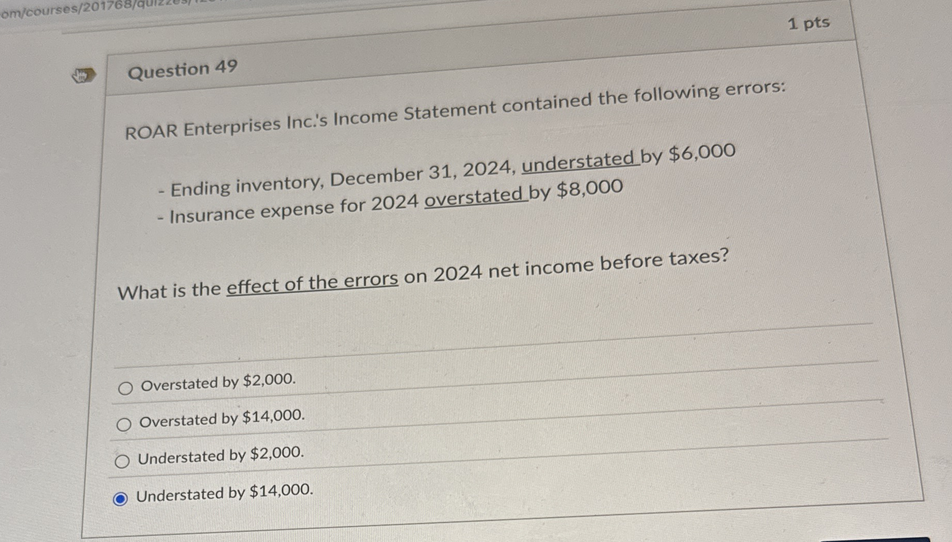1 ﻿ptsQuestion 49ROAR Enterprises Inc.'s