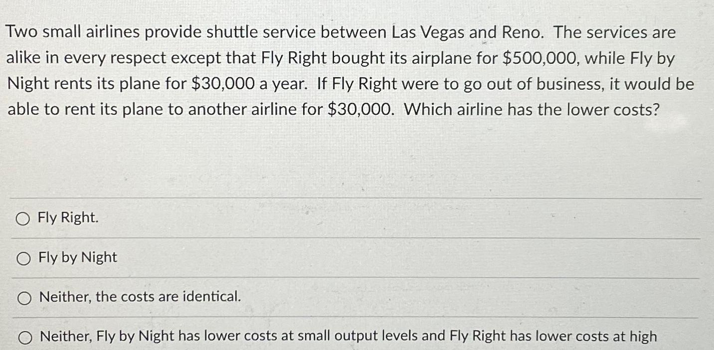 Solved Two small airlines provide shuttle service between