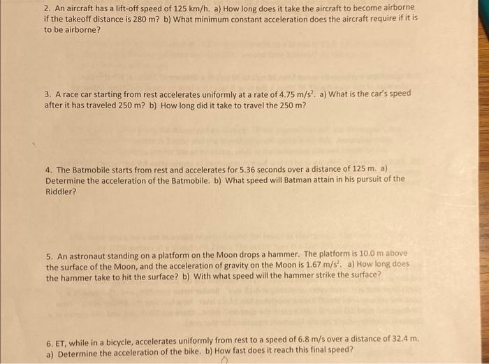 [Solved] 2. An aircraft has a liftoff speed of \( 125 \ma