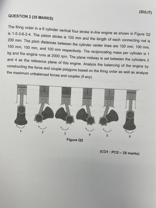 QUESTION 2 (25 MARKS) (SULIT) The firing order in a 6 | Chegg.com