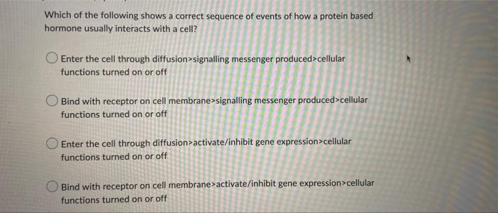 Solved Which Of The Following Shows A Correct Sequence Of | Chegg.com