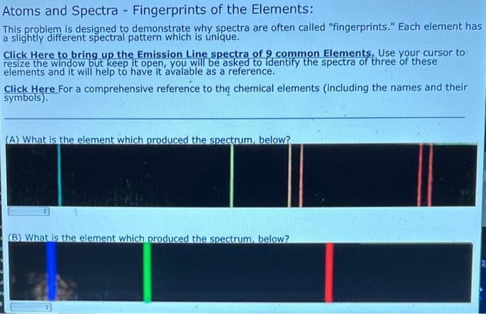 Solved Atoms and Spectra - Fingerprints of the Elements: | Chegg.com