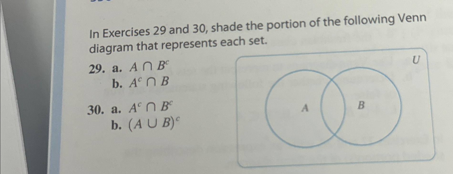 Solved in In Exercises 29 ﻿and 30, ﻿shade the portion of the | Chegg.com