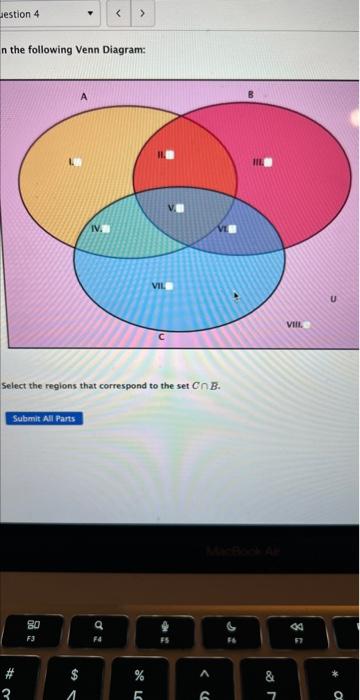 Solved n the following Venn Diagram: Select the regions that | Chegg.com