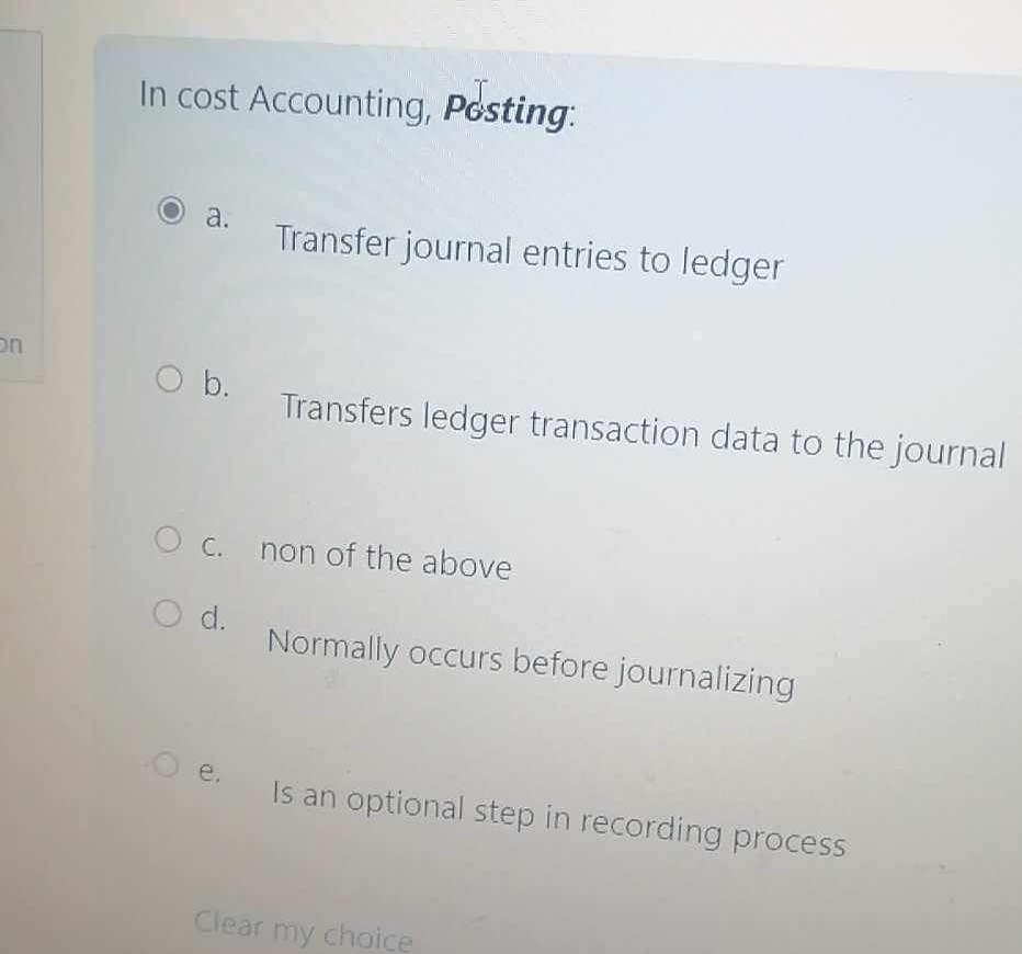Solved In cost Accounting, Postinga. ﻿Transfer journal