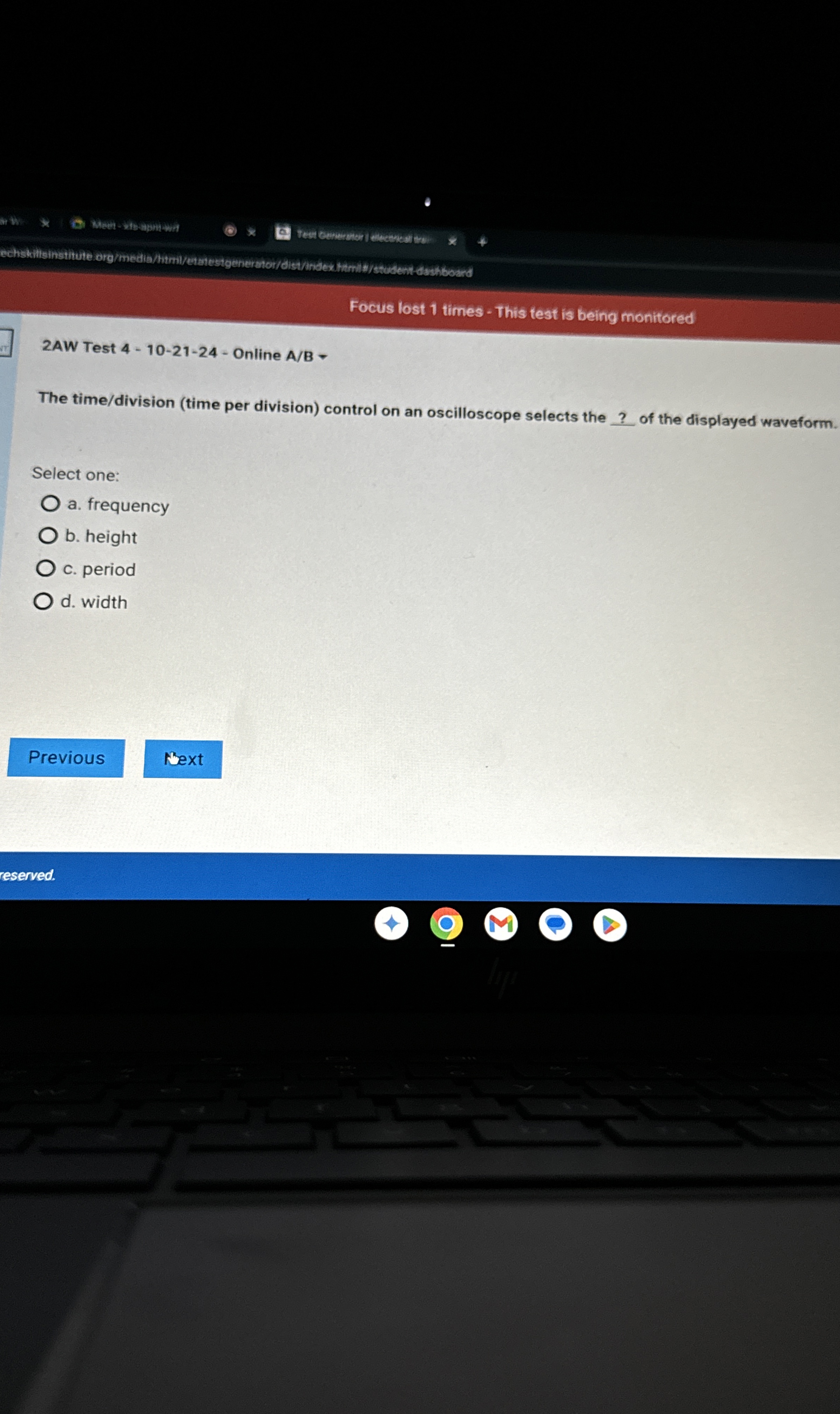 Solved MeetstbabintwhFocus lost 1 ﻿times ﻿This test is