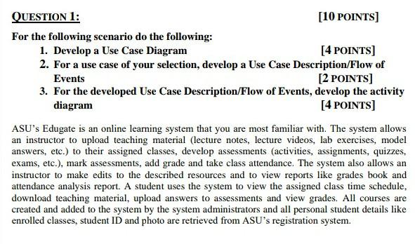 Solved 1- use case diagram 2-develop flow of event ( | Chegg.com