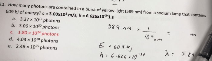 Solved 11. How Many Photons Are Contained In A Burst Of | Chegg.com