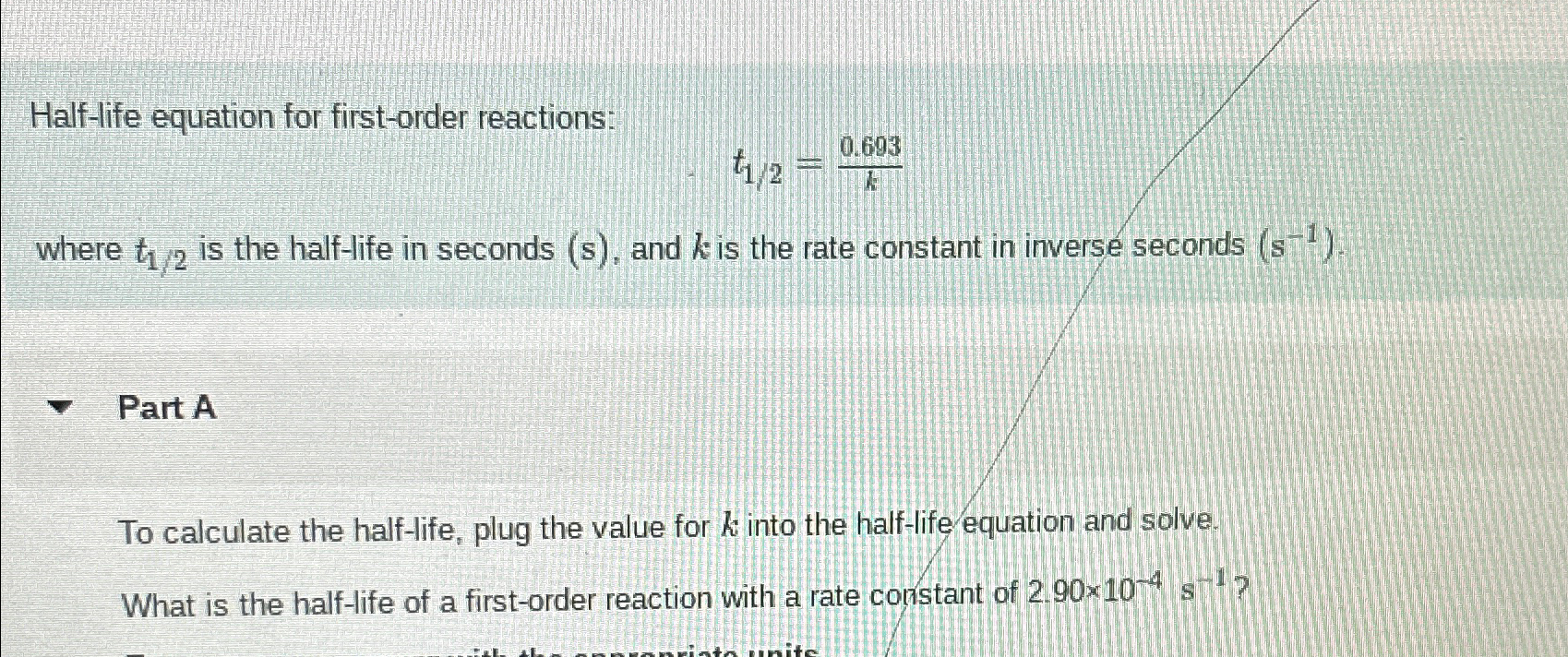 Solved Halflife equation for firstorder