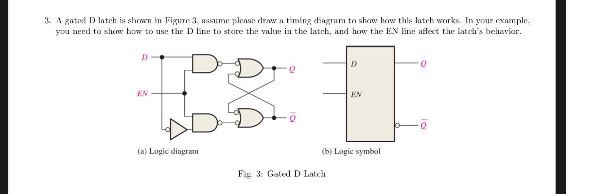Solved A gated D latch is shown in Figure 3, ﻿assume please | Chegg.com