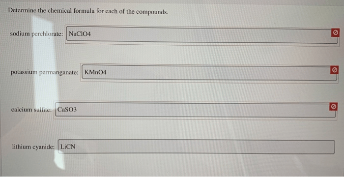 Solved Determine The Chemical Formula For Each Of The Com...