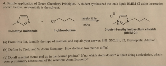 Solved 4 Simple Application Of Green Chemistry Principles Chegg Com