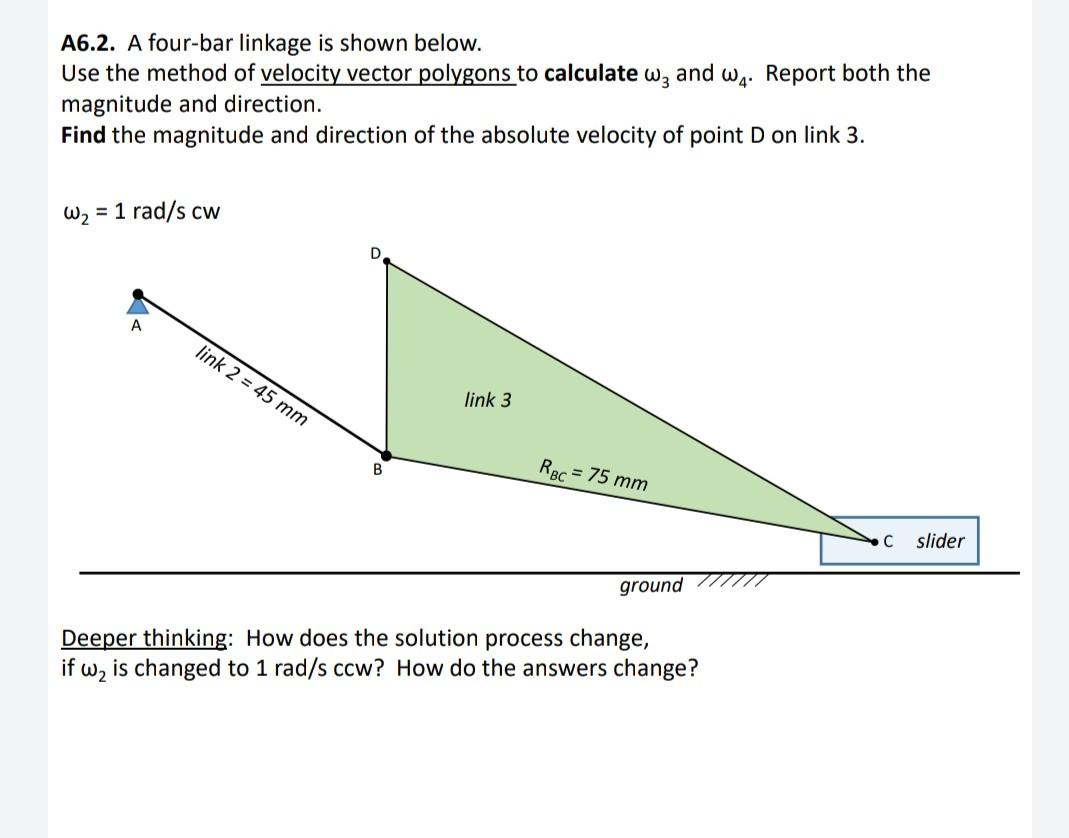 Solved A6.2. A Fourbar Linkage Is Shown Below. Use The M...