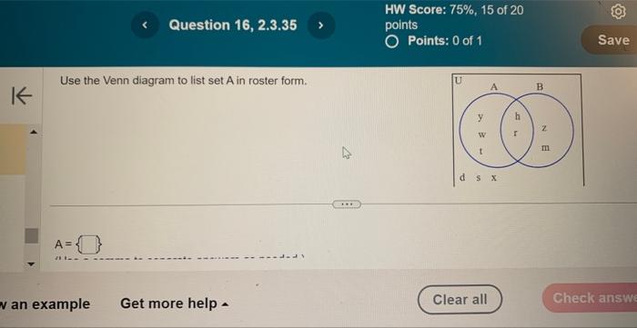 Solved use the venn diagram to list ser A in the roster | Chegg.com