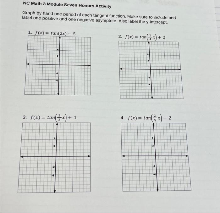 Solved NC Math 3 Module Seven Honors Activity Graph by hand