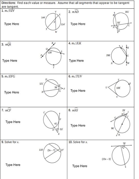 Solved Directions Find each value or measure. Assume that